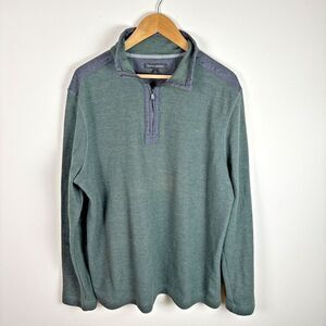 Banana Republic Mens Pullover Shirt Sz XL Green 1/4 Zip Long Sleeve Textured‎